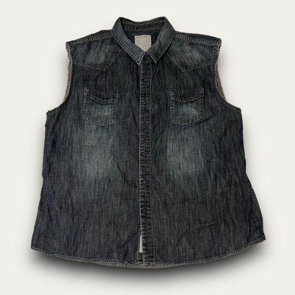 Andrew Marc Other - Andrew Marc Moto Denim Vest Size XL Biker Western Snap Buttons